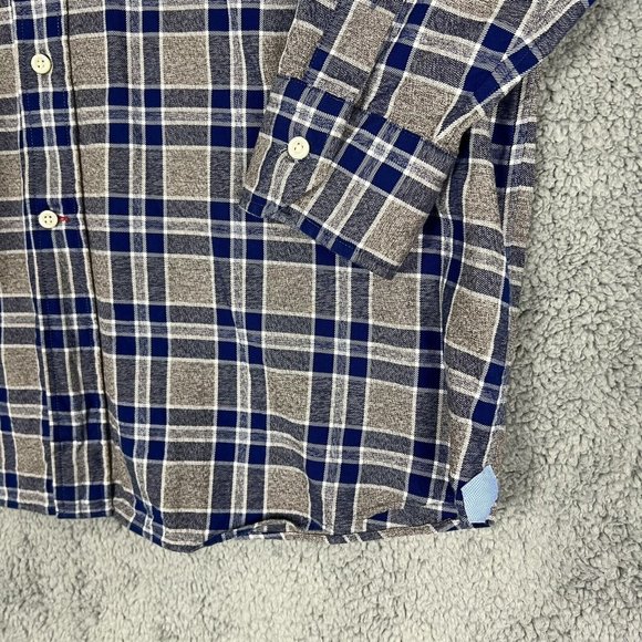 Daniel Cremieux Mens Shirt Large Button Down Shirt Blue Grey Plaid - Picture 4 of 10